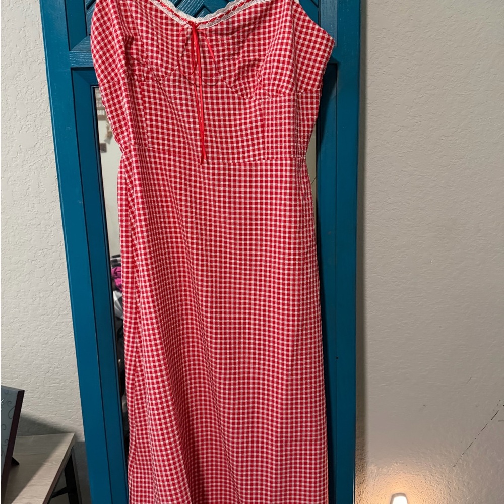 Sienna Sky Red and White Gingham Midi Dress